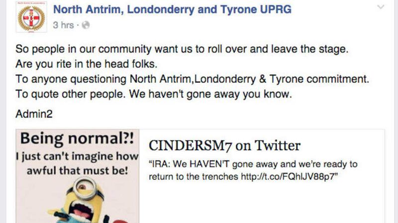A post on a Facebook page run by the north Antrim UPRG
