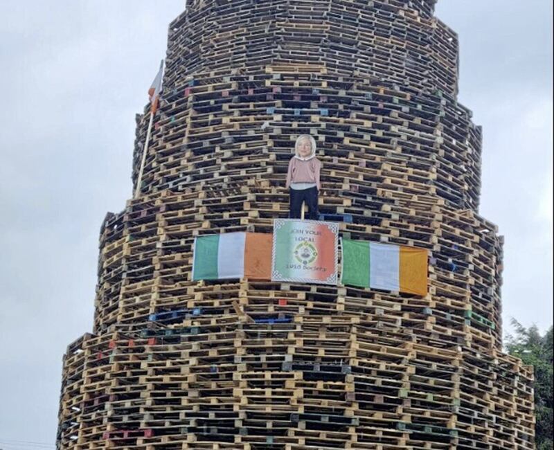 An effigy of Sinn Féin vice president Michelle O'Neill was erected on a bonfire in Dungannon is being treated as a hate crime