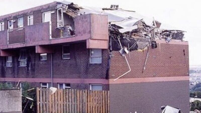 The devastation following the IRA bomb in the Creggan estate on August 31 1988 