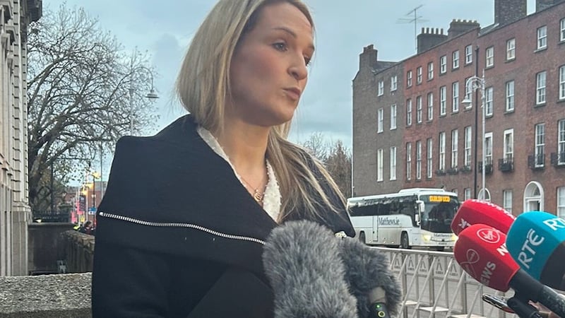 Minister for Justice Helen McEntee speaks to the media prior to a Cabinet meeting at Government Buildings, Dublin. Picture date: Tuesday November 28, 2023.