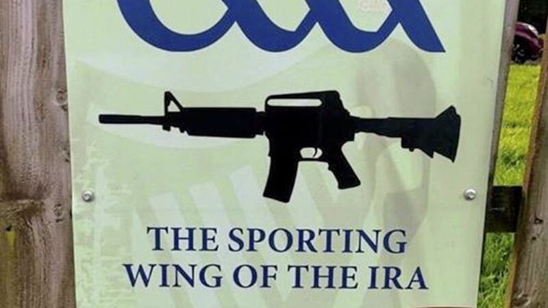 An anti-GAA poster has been put up in Dungannon 