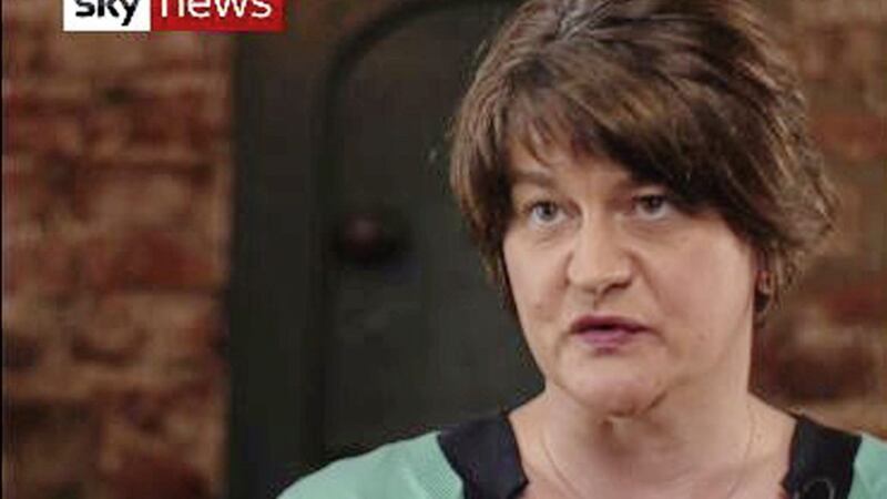DUP leader Arlene Foster claimed that she had &quot;had emails from nationalists and republicans&quot; which said they would be voting DUP because of the abortion issue. Picture from Sky News 
