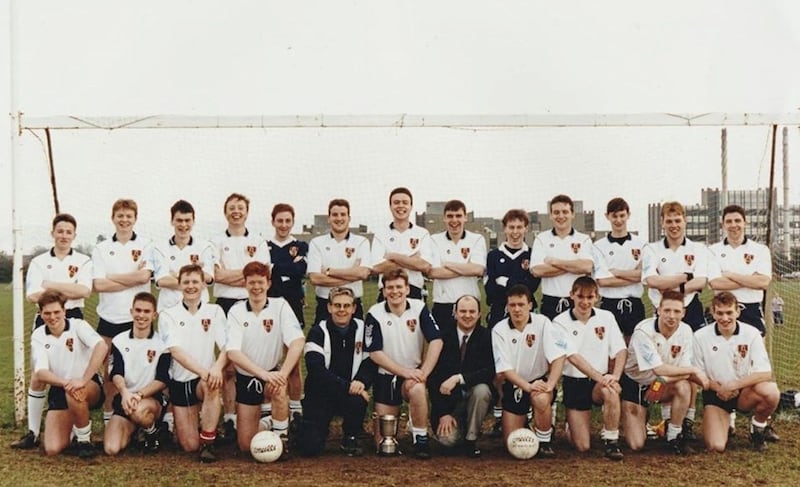 The 1991/1992 All-Ireland-winning Jordanstown Freshers team. Captained by Martin McAvoy, Karl Diamond scored the winning goal in the final in Corrigan Park against Queen&#39;s 