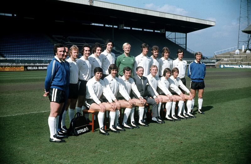 Fulham in 1975. Viv Busby is fourth from the right in the back row