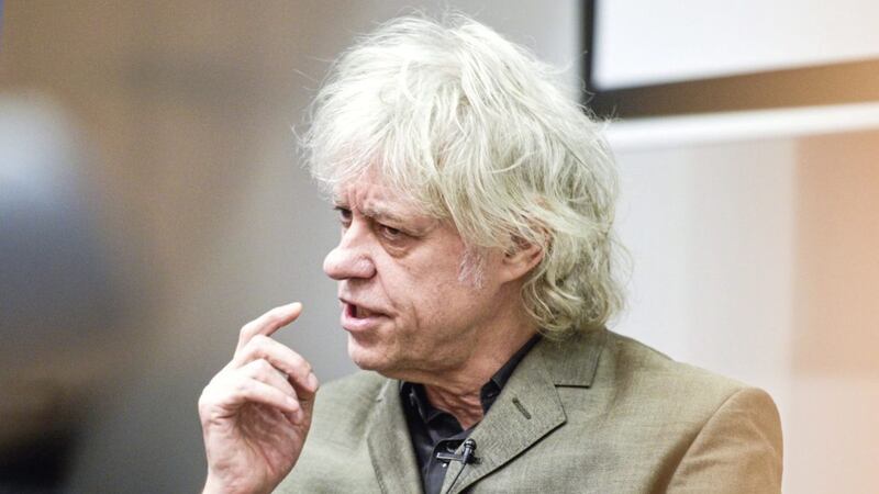 Bob Geldof speaking at Trinity College Dublin&#39;s Law Society, which awarded him its Praeses Elit medal for his contribution to music and the greater good Picture byArtur Widak/PA 