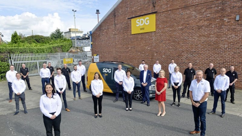 SDG&#39;s staff at its company base in Armagh. 