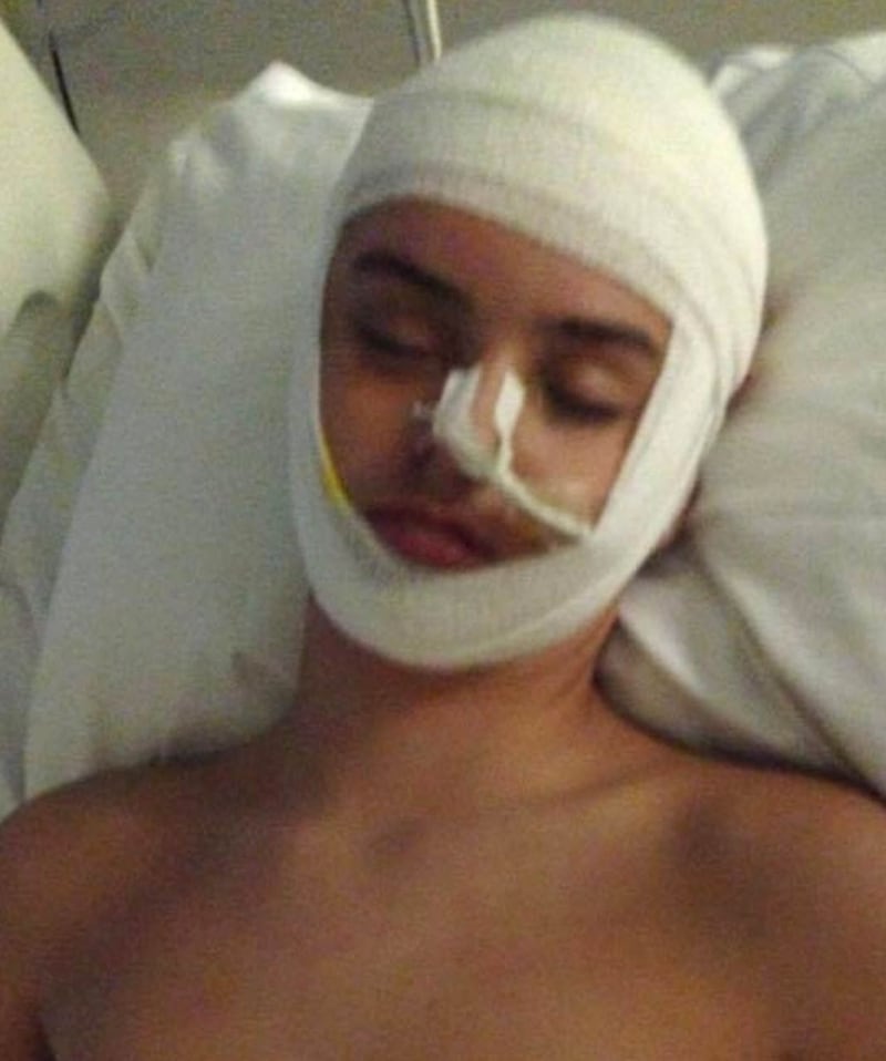Bradley Duke in hospital after surviving the crash 
