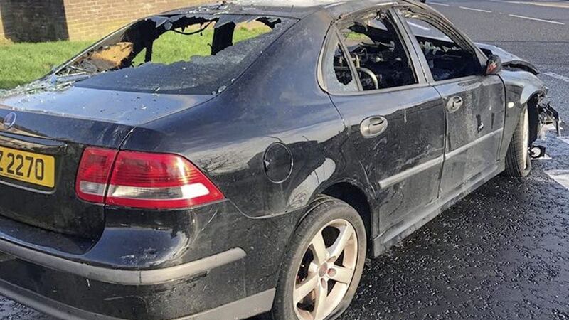 The stolen car which was set on fire on St Stephen&#39;s night 