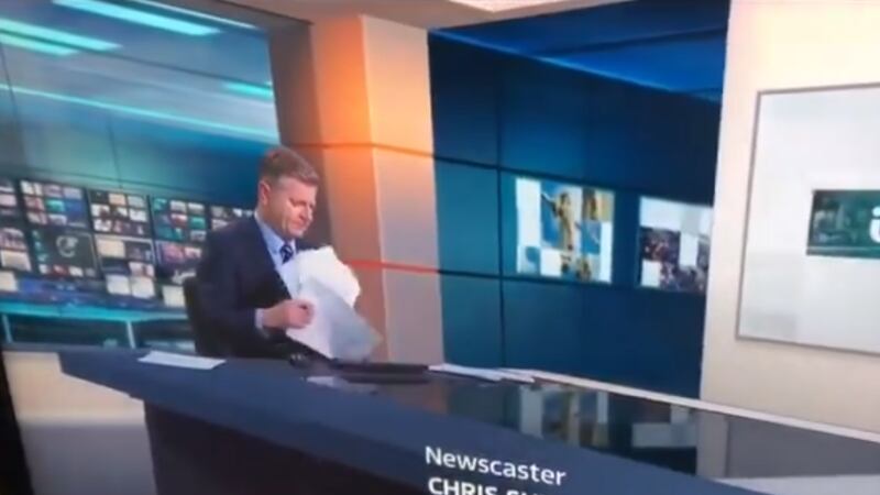 ITV’s Royal Editor Chris Ship was finishing up yesterday’s lunchtime bulletin when he got in a muddle with his papers.