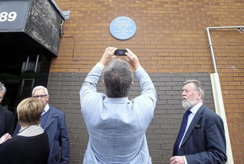 An Ulster History Circle blue plaque was unveiled outside the former home of Patrick O'Connell in Albert Street in west Belfast. Picture by Mal McCann
