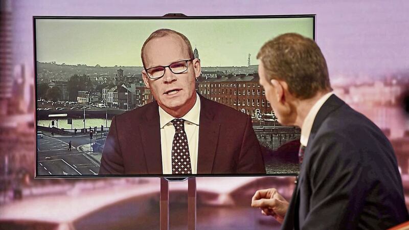 Simon Coveney interviewed by Andrew Marr yesterday. Picture by Jeff Overs/BBC/PA 