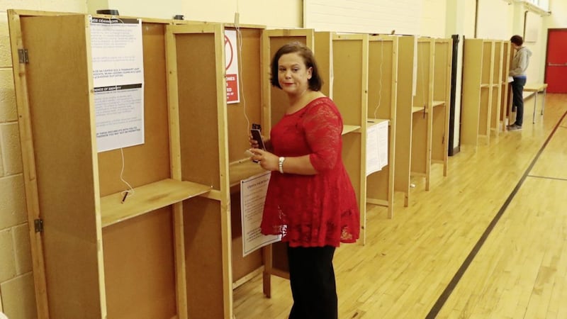 Sinn F&eacute;in president Mary Lou McDonald pictured casting her vote last week  