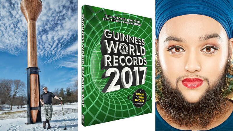 &nbsp;The world's largest golf tee and the youngest bearded woman feature in the 2017 Guinness World Records Book