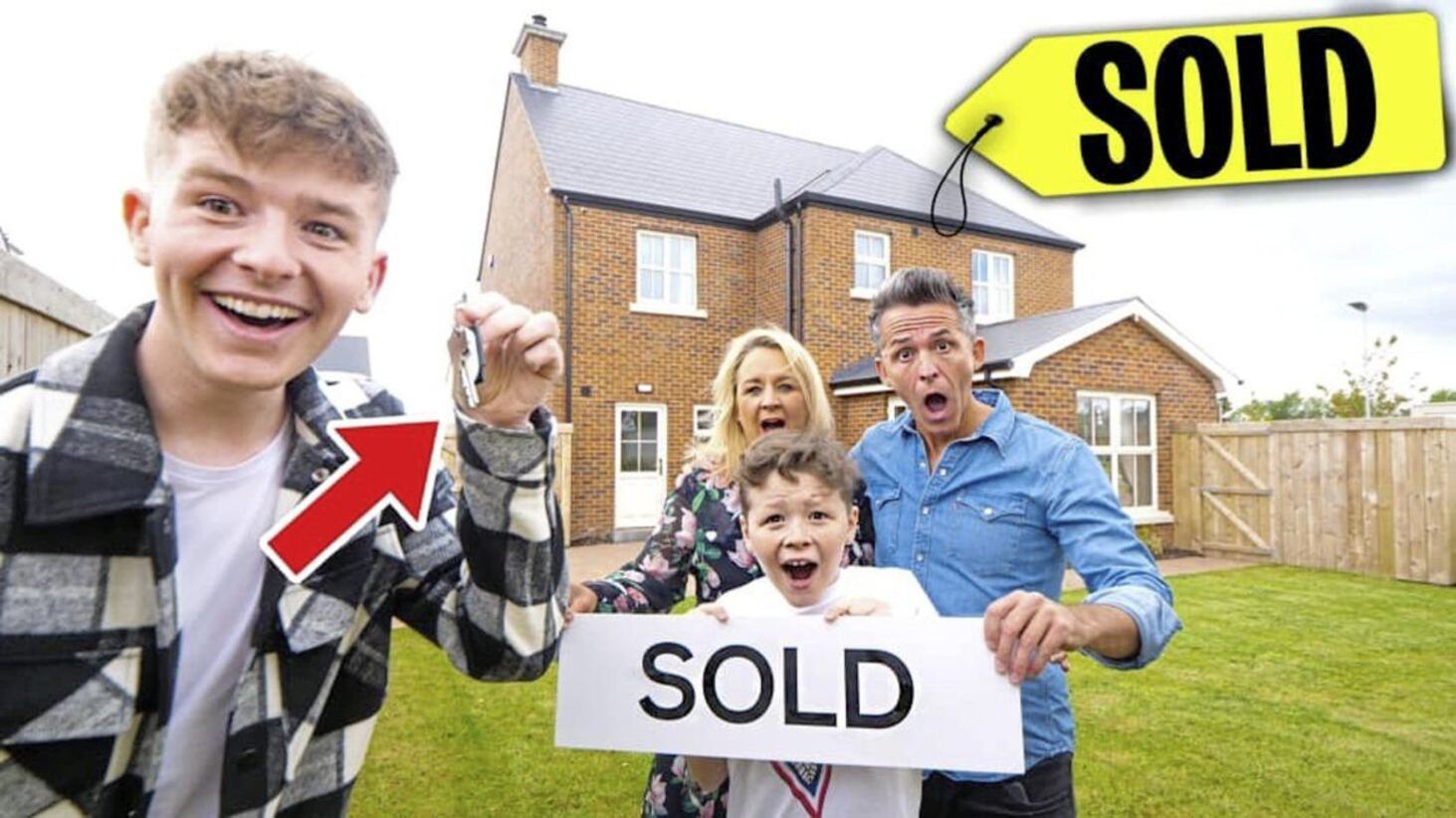 YouTube star Adam Beales captured the moment he handed the keys over to mum Edelle, dad Paul and younger brother Callum 