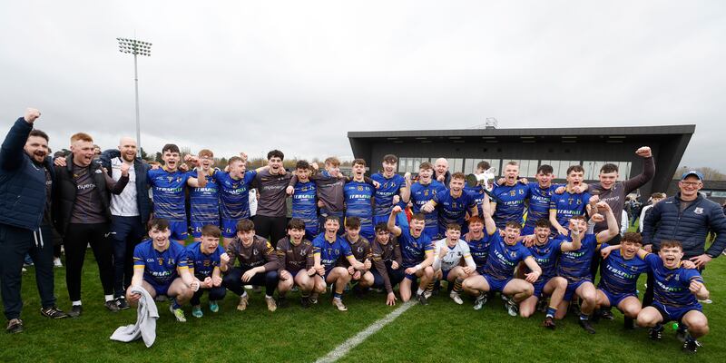 St Killian's players and officials celebrates their win over Munster champions Blackwater CS of Waterford in Saturday's Paddy Buggy Cup final at Abbotstown, Dublin       Picture: John McIlwaine