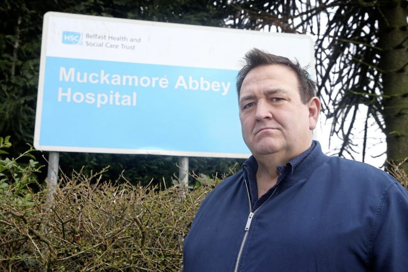 Glynn Brown at the entrance to Muckamore Abbey Hospital Picture Mal McCann. 