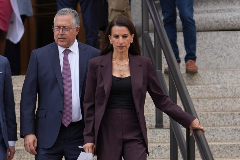 Defence lawyers for Luigi Mangione, Marc Agnifilo and Karen Friedman Agnifilo, exit Manhattan federal court (Ryan Murphy/AP)