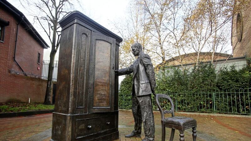 Belfast-born C.S. Lewis is among the towering literary figures whose work was influenced by their Christian faith. The celebrated author and apologist is commemorated in a statue called The Searcher in east Belfast, which shows him with his famous Narnia wardrobe. Picture by Mal McCann 