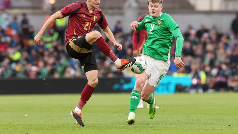 Evan Ferguson (right) missed a penalty for the Republic of Ireland