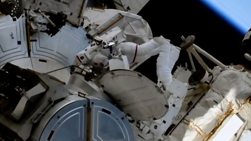 The pair undertook the second of a series of spacewalks to install powerful new solar panels outside the International Space Station.