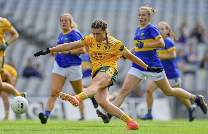 Gr&aacute;inne McLaughlin's scoring form helped steer Antrim to an All-Ireland Junior Championship meeting with Wicklow