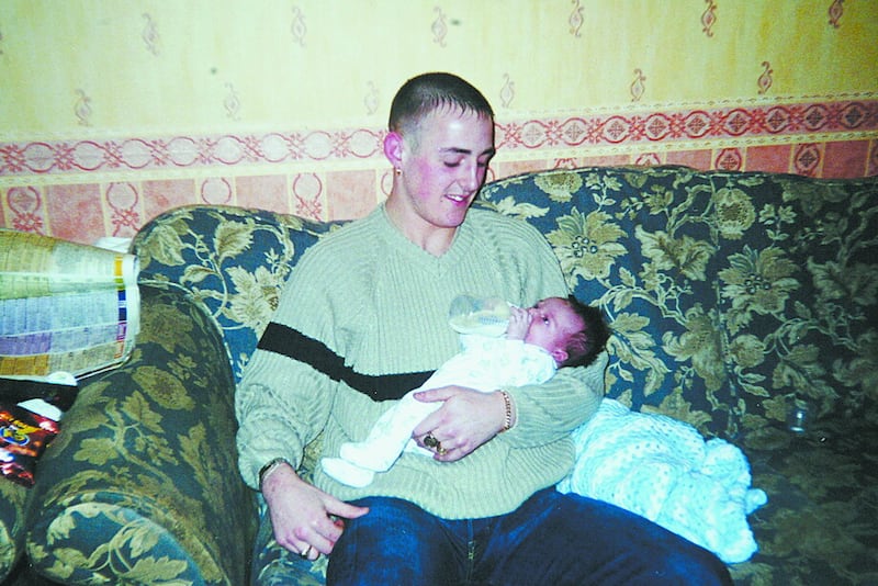 Gerard Lawlor pictured with his baby son