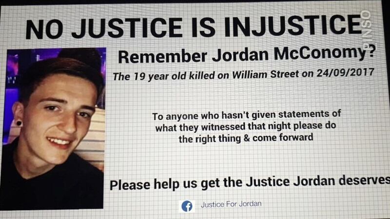 A board appealing for information about the 2017 death of Jordon McConomy 