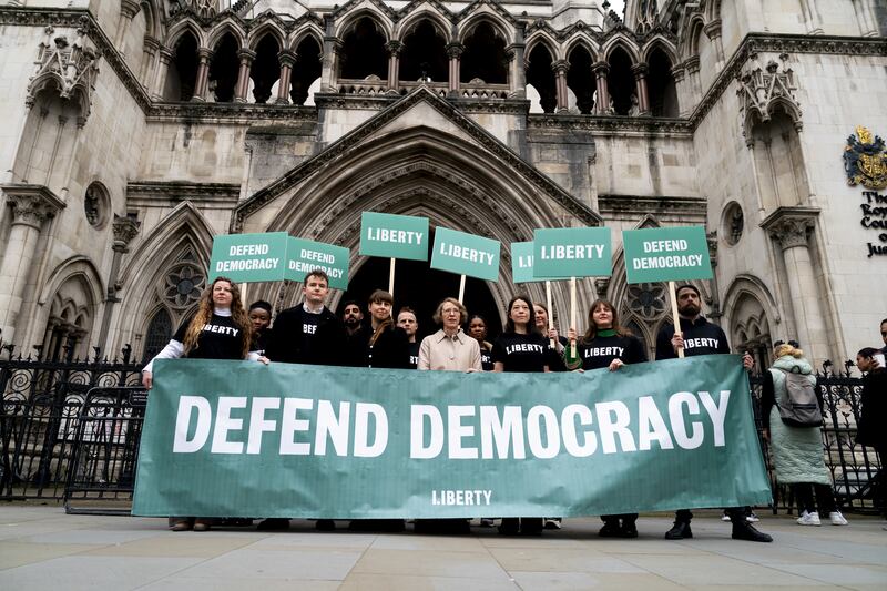 Liberty protest outside the Royal Courts of Justice in London