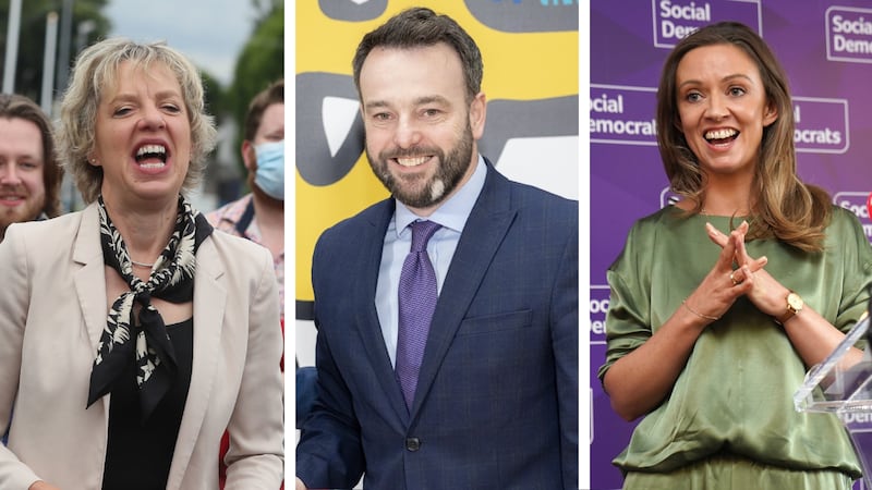 Labour leader Ivana Bacik, SDLP leader Colum Eastwood and Social Democrats leader Holly Cairns