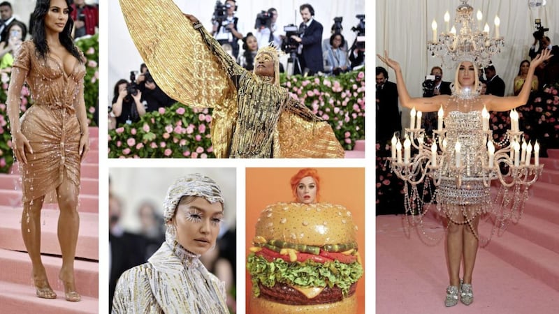 Met Gala 2019: Clockwise from left - Kim Kardashian, Billy Porter, Katy Perry as a chandelier, Katy Perry as a hamburger and Gigi Hadid 