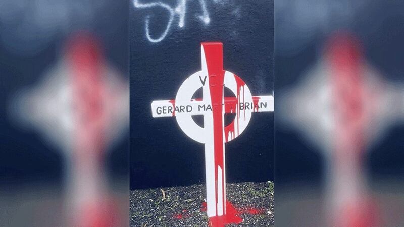 A memorial dedicated to three IRA men shot dead by the SAS in Co Tyrone 30 years ago has been targeted in a paint attack 