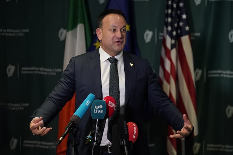 Taoiseach Leo Varadkar speaks to the media at the Dupont Circle Hotel, Washington, DC, during his visit to the US for St Patrick’s Day