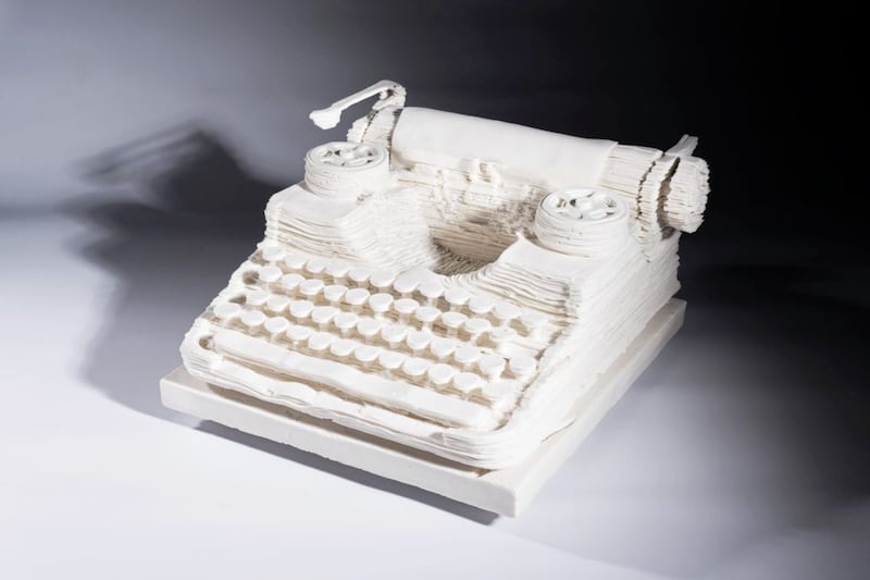 A typewriter made from pieces of Parian porcelain 