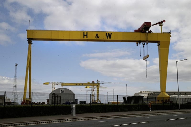 The landmark Harland and Wolff cranes Samson and Goliath in east Belfast 