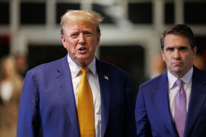 Donald Trump is accused of participating in a wide-ranging scheme to illegally try to overturn his narrow 2020 presidential election loss (Sarah Yenesel/AP)