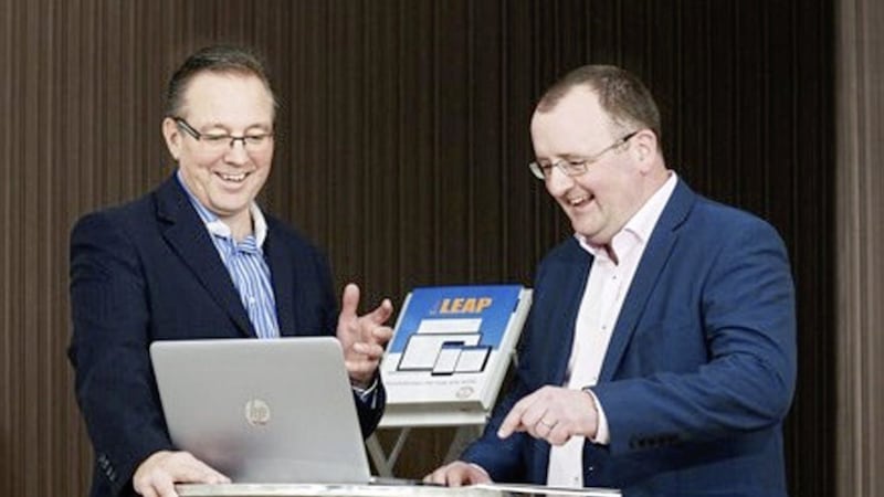 Peter Baverstock (left) of LEAP with Belfast entrepreneur Ross Boyd 