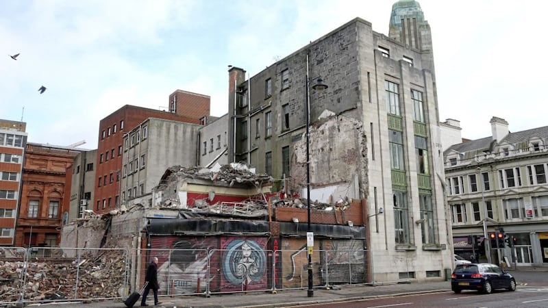 Damage caused to the old Bank of Ireland building on the corner of North Street, Belfast. Picture by Mal McCann 