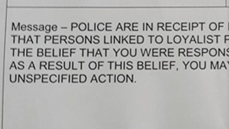 The Police warning delivered to James Hassin 