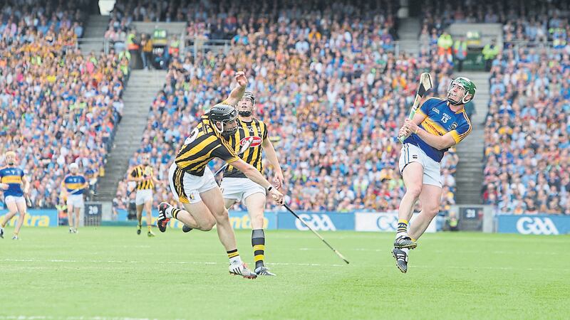 Tipperary&rsquo;s John &lsquo;Bubbles&rsquo; O&rsquo;Dwyer scores a point during Sunday&rsquo;s hurling showpiece at Croke Park. Picture: Colm O&rsquo;Reilly&nbsp;