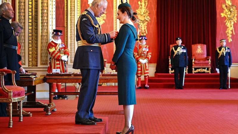 Tanya Steele spoke to the King about the role of forests as she was made a CBE (Victoria Jones/PA)