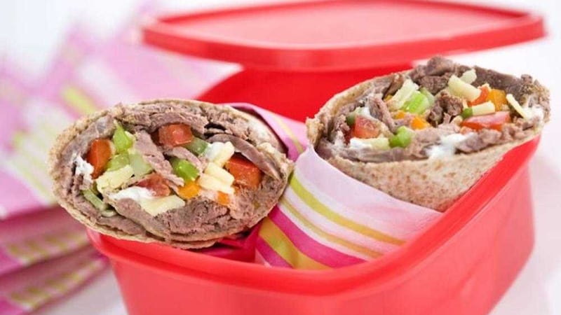Perfect for school lunches - beef and salad wrap 