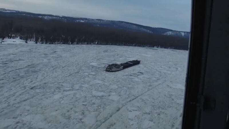 Spare a thought for the people on this ship that's frozen in the River Danube