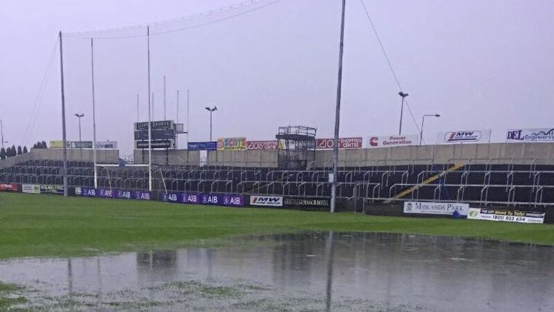 Kerry GAA tweeted this picture yesterday morning of the waterlogged O&#39;Moore Park pitch. 
