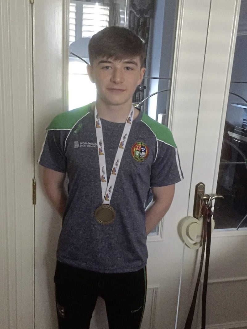 Tyrone teenager Jude Gallagher with the bronze medal won at the European Youth Championships last month 