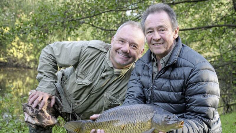 Bob Mortimer and Paul Whitehouse catch a carp in the new series of Mortimer &amp; Whitehouse: Gone Fishing 