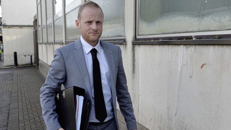Jamie Bryson at an earlier hearing. Picture by Pacemaker 