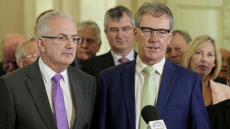 Danny Kennedy, pictured with former UUP leader Mike Nesbitt, has described the challenges of finding a job after he lost his assembly seat. Picture by Mal McCann 