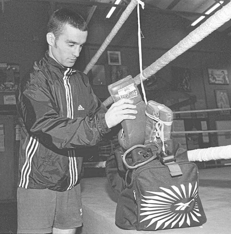 Belfast flyweight Damaen Kelly completes his training at the Holy Trinity gym in Turf Lodge, Belfast ahead of his Commonwealth title bout 