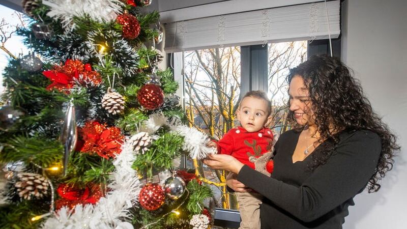 Jasmyn Lamba with her son Raman Lamba who was born with severe Microcephaly pictured at their home in Belfast.  Picture by Liam McBurney/PA Wire