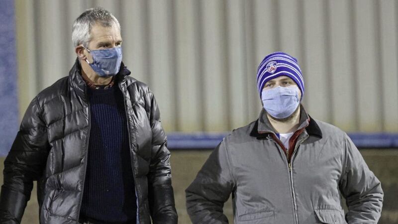 Fans at the Coleraine Showgrounds for the Danske Bank Premiership clash between Coleraine and Ballymena on Friday night. Picture by Desmond Loughery/Pacemaker Press 